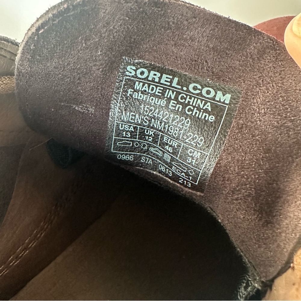 Sorel Greely Men 13 Boots Brown Burgundy Chukka Ankle Suede Lace Up - Picture 9 of 11